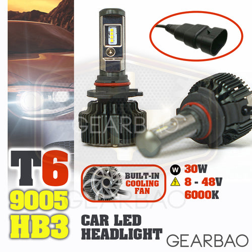 Car Headlight-TURBO LED T6 [9005/HB3]-Car Headlight Hi/Lo Beam 30W EMC 8-48V 6000K