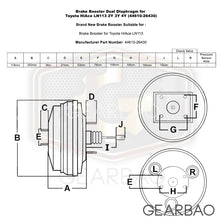 Load image into Gallery viewer, Brake Booster Dual Diaphragm for Toyota HiAce LN113 2Y 3Y 4Y (44610-26430)