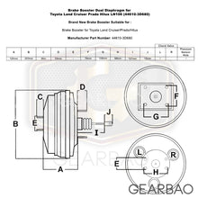 Load image into Gallery viewer, Brake Booster Dual Diaphragm for Toyota Land Cruiser Prado Hilux LN106 (44610-3D680)