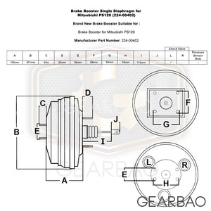 Brake Booster Single Diaphragm for Mitsubishi PS120 (224-00402)